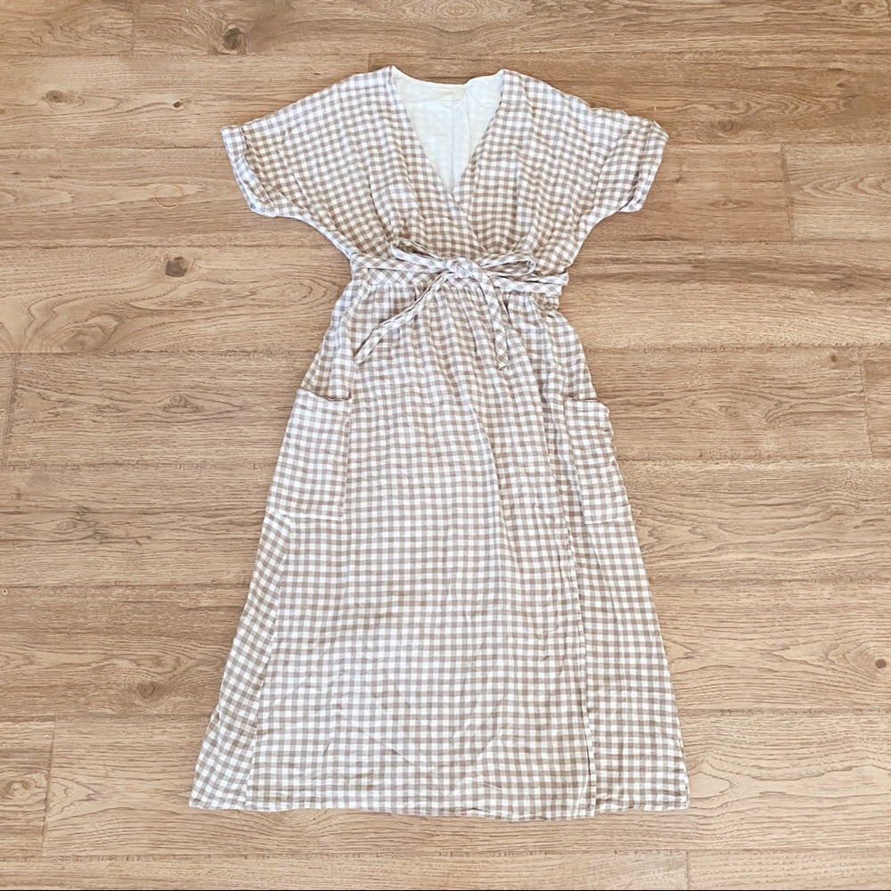 Urban Outfitters Gabrielle Gingham Midi Wrap Dress